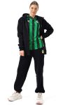 Sakaryaspor Kadın Siyah Fermuarlı Pamuklu Üç İplik Şardonlu Eşofman Takımı