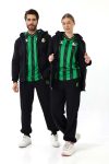 Sakaryaspor Kadın Siyah Fermuarlı Pamuklu Üç İplik Şardonlu Eşofman Takımı